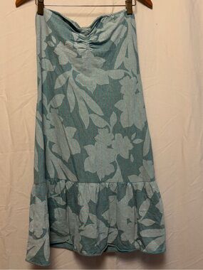 Billabong Light Blue Floral strapless dress